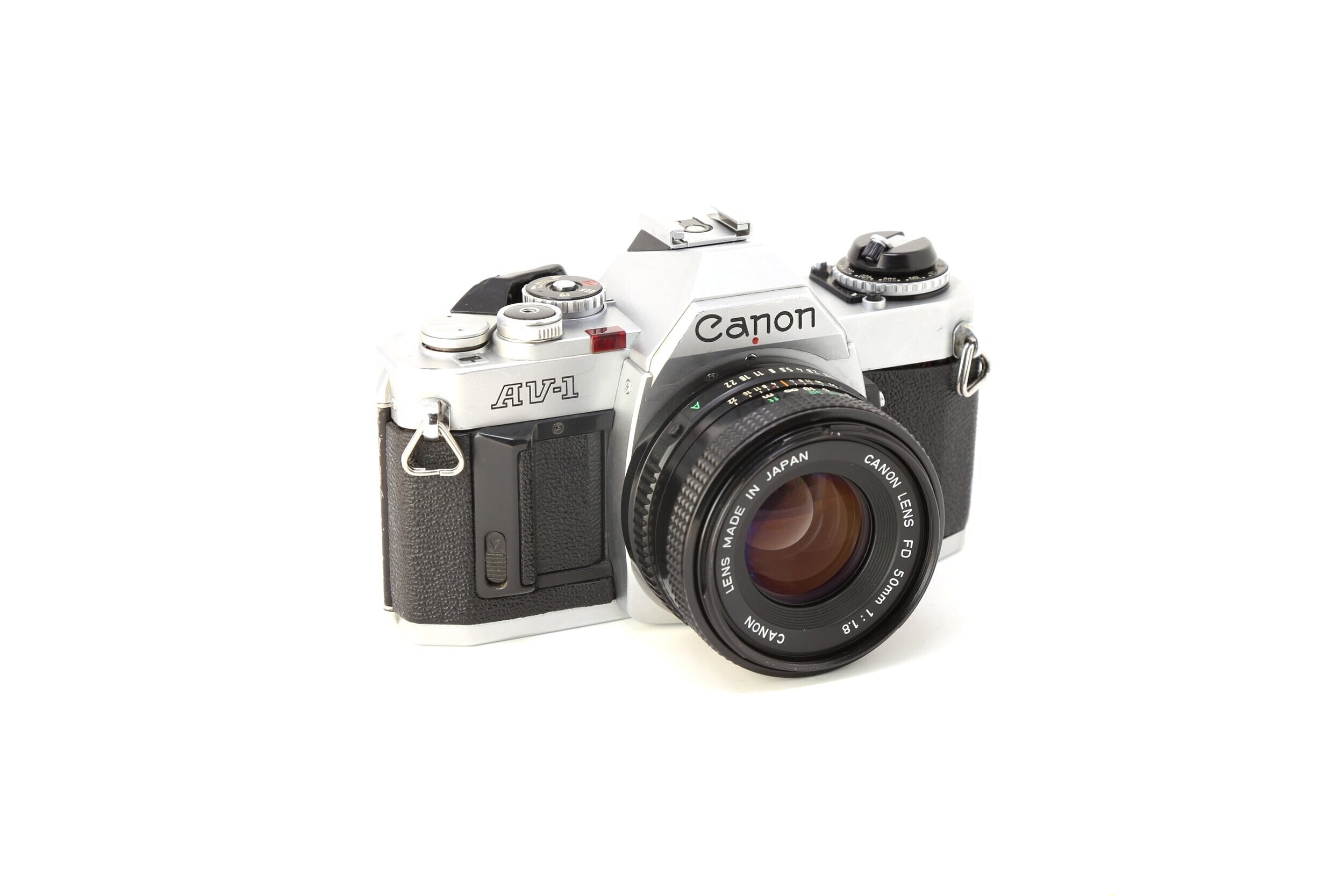 Canon AV-1 35mm SLR Camera outlet with Canon FD 50mm 1:1.8 S.C. Lens