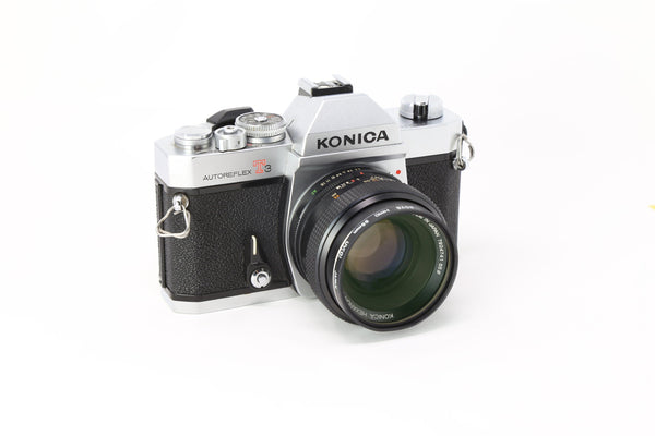 Konica AutoReflex T3 Silver 35mm Film Camera With 50mm 1.7 lens – Relics