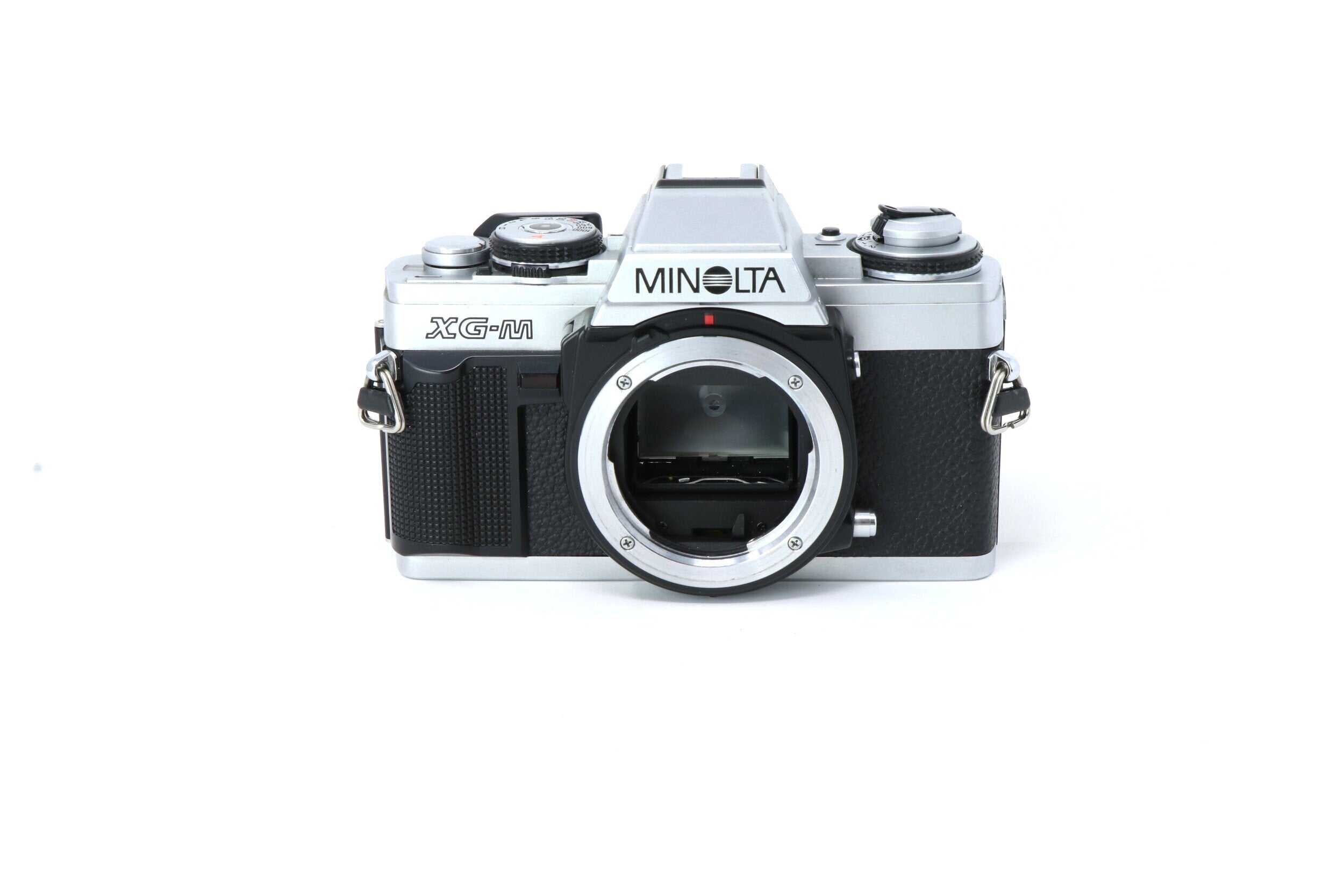 Good Minolta XG-M 35mm SLR W/ 50mm Prime F/2 Lens, Flash, New Battery, Tested