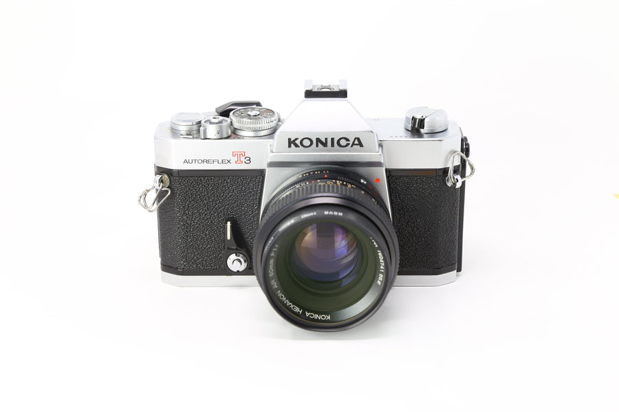 Konica AutoReflex T3 Silver 35mm Film Camera With 50mm 1.7 lens